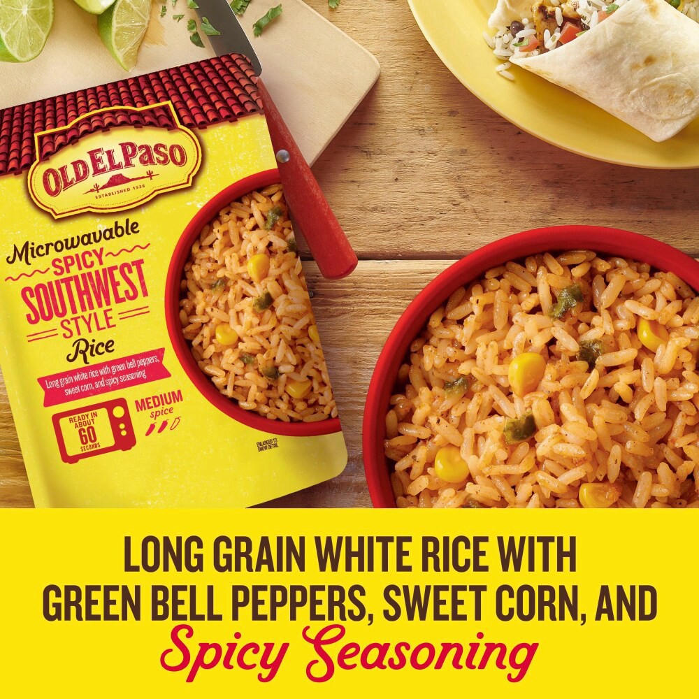 slide 3 of 6, Old El Paso Rice, Spicy Southwest Style, Microwavable Pouch, 8.8 oz, 8.8 oz