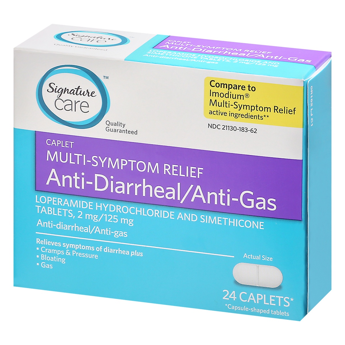 slide 9 of 9, Signature Care S Care Anti Diarrheal Anti Gas Caplets, 24 ct