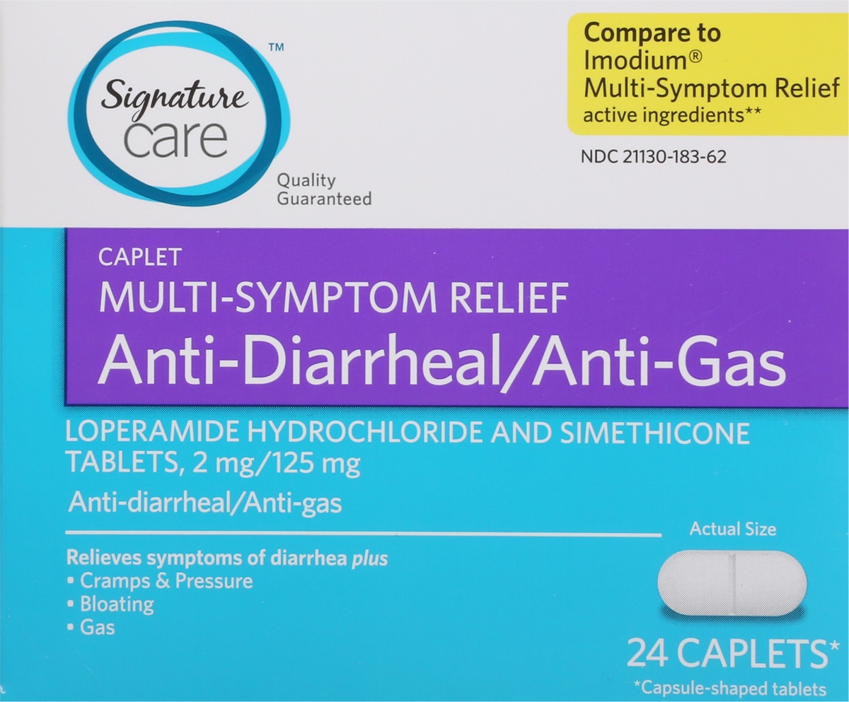slide 4 of 9, Signature Care S Care Anti Diarrheal Anti Gas Caplets, 24 ct