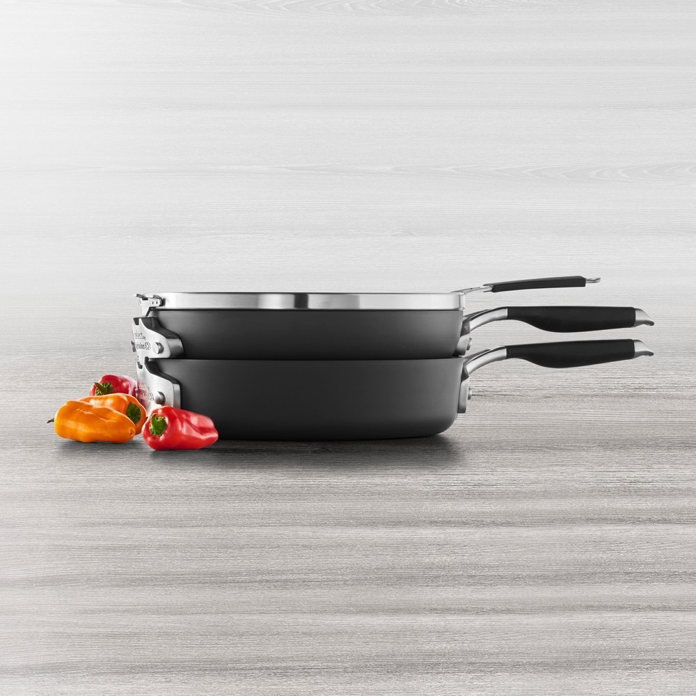 slide 5 of 5, Calphalon Select Space Saving Hard-Anodized Nonstick Cookware Set, 3 ct