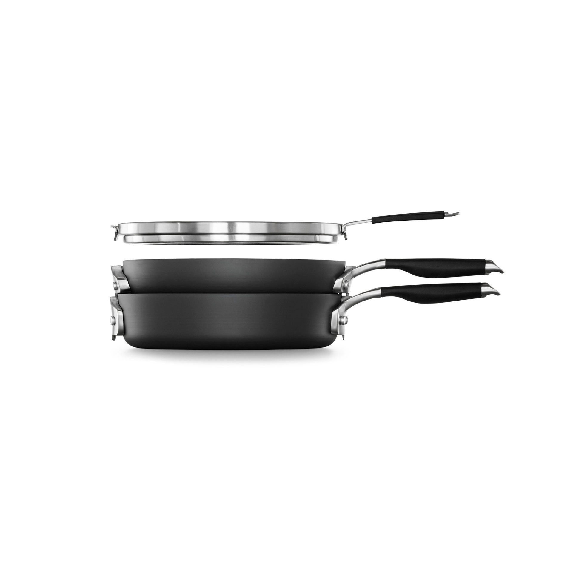 slide 1 of 5, Calphalon Select Space Saving Hard-Anodized Nonstick Cookware Set, 3 ct