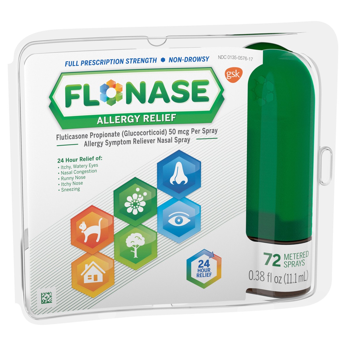 slide 2 of 9, Flonase 24Hour Allergy Relief Nasal Spray, 0.32 fl oz