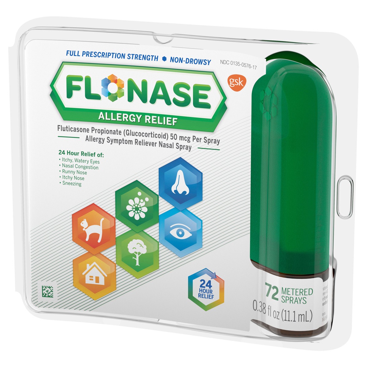 slide 3 of 9, Flonase 24Hour Allergy Relief Nasal Spray, 0.32 fl oz