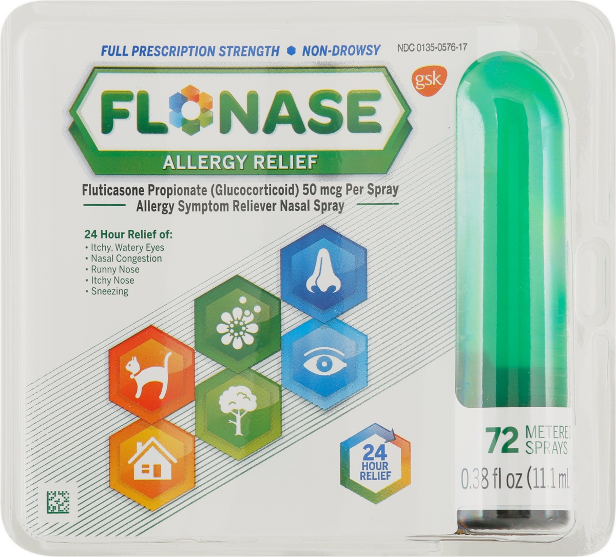 slide 8 of 10, Flonase Full Prescription Strength Non-Drowsy Allergy Relief Nasal Sprayoz, 0.38 fl oz