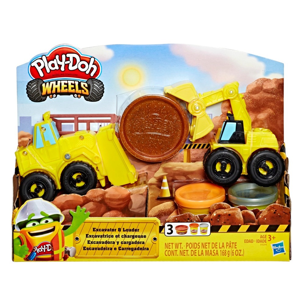 slide 2 of 8, Play-Doh Wheels Excavator and Loader Toy Construction Trucks, 1 ct