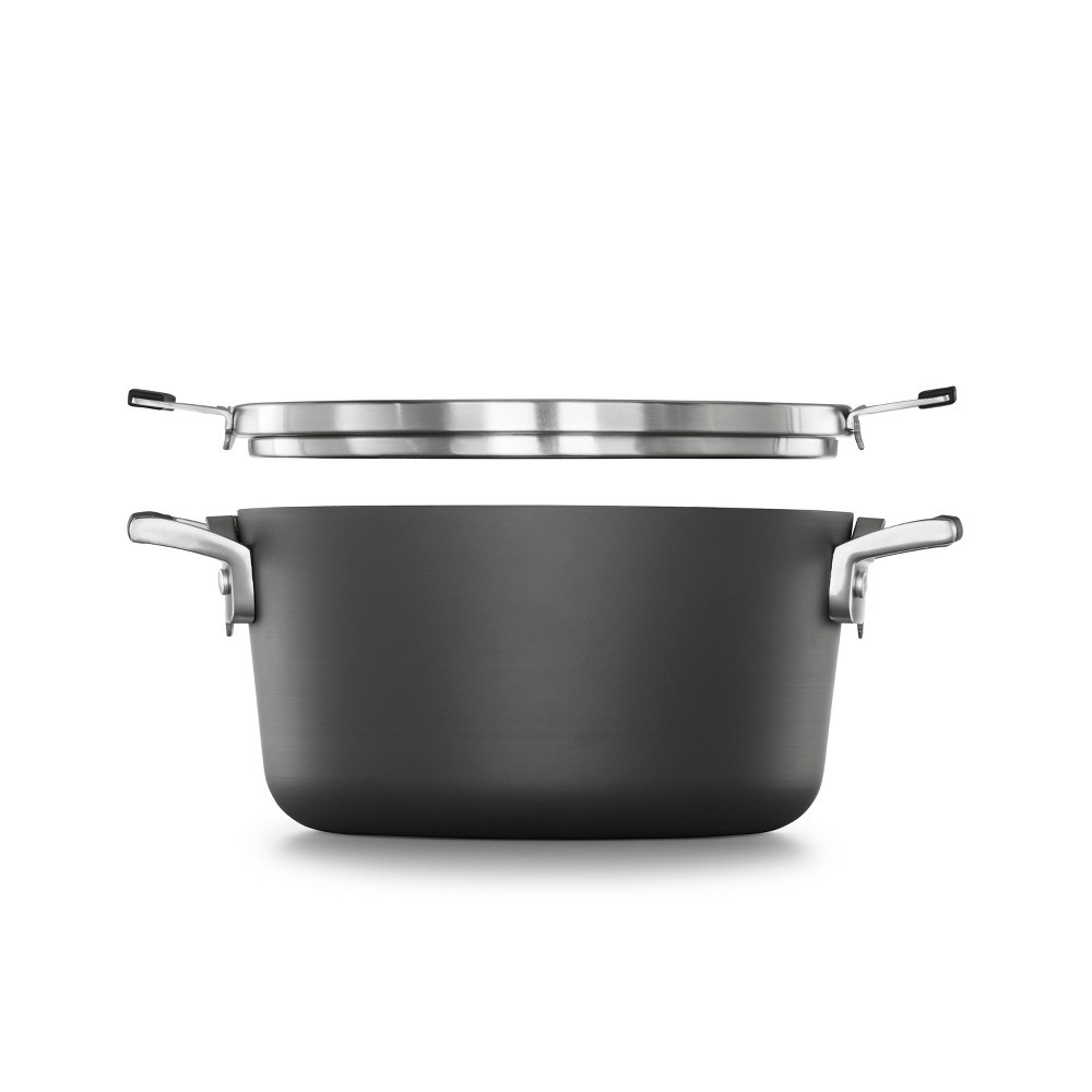 slide 2 of 5, Calphalon Select Space Saving Hard-Anodized Nonstick Stock Pot with Lid, 6 qt