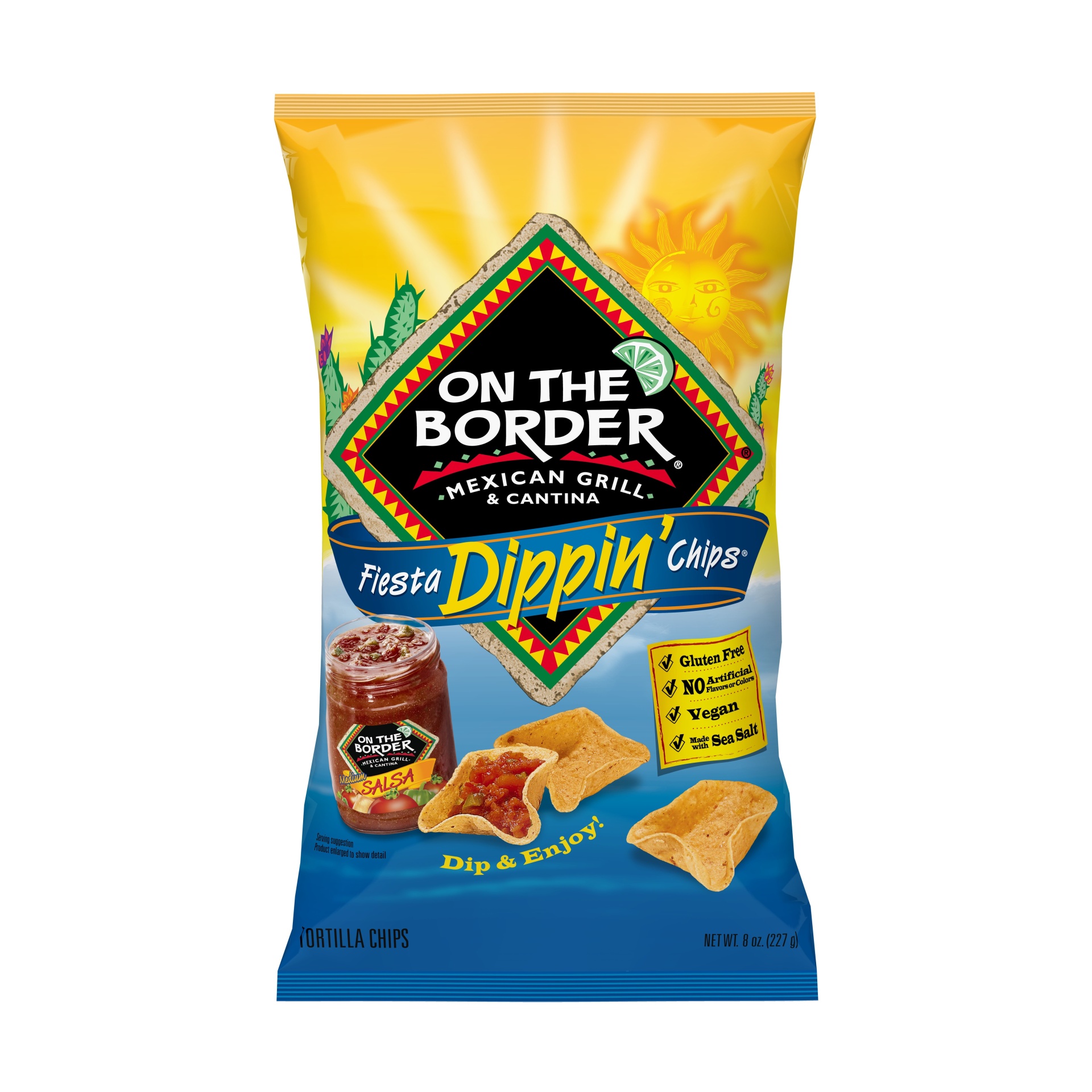 slide 1 of 2, On The Border Fiesta Dippin' Tortilla Chips, 8 oz