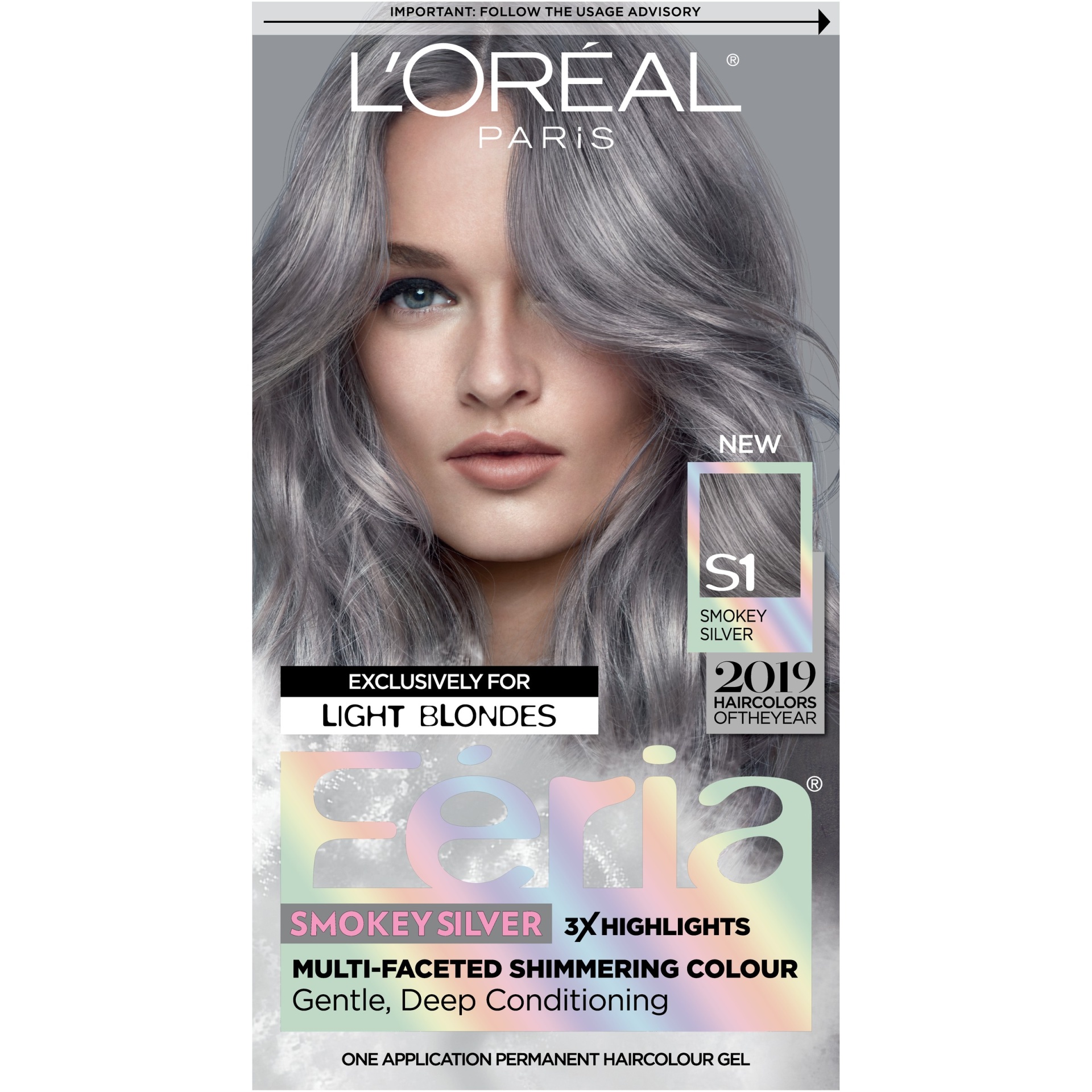 slide 1 of 9, L'Oreal Paris Féria Multi - Faceted Shimmering Permanent Hair Color - Smokey Silver, 1 ct