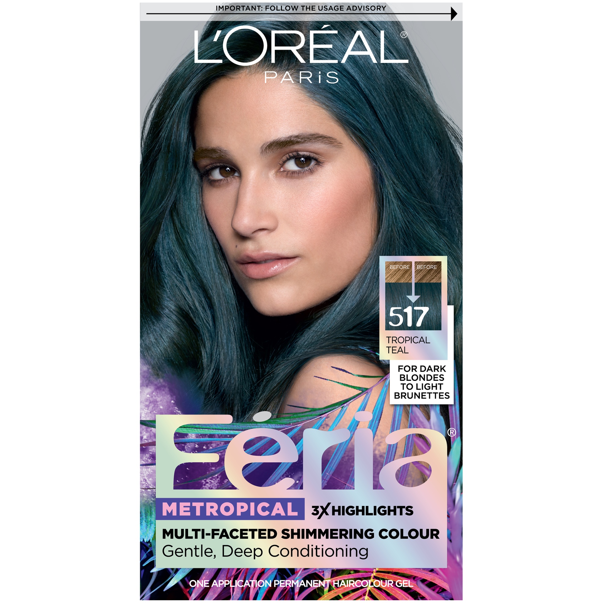 slide 2 of 8, L'Oréal Feria Metropical Tropical Teal Permanent Hair Color, 1 ct