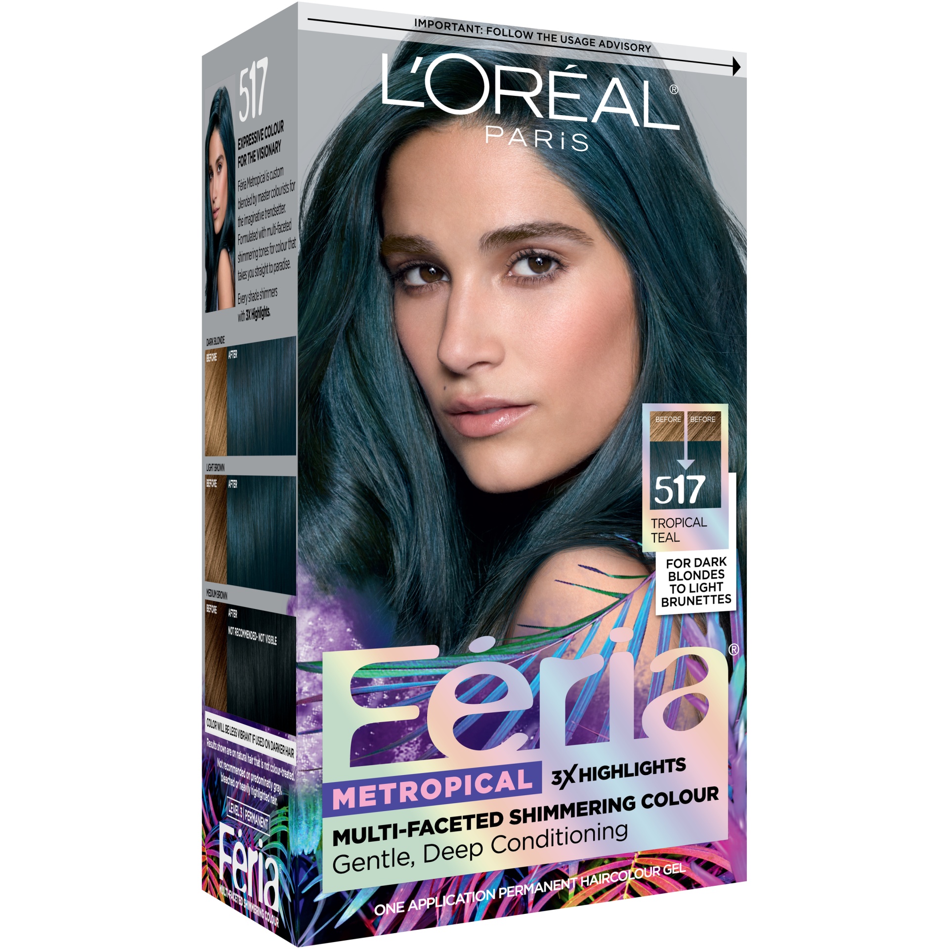 slide 3 of 8, L'Oréal Feria Metropical Tropical Teal Permanent Hair Color, 1 ct