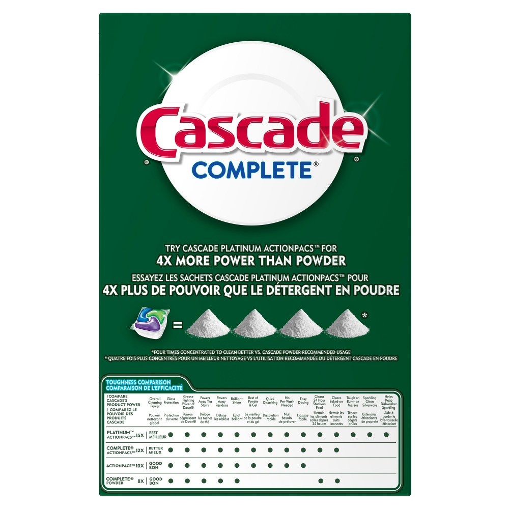 slide 4 of 4, Cascade Complete Fresh Scent Powder Dishwasher Detergent, 125 oz