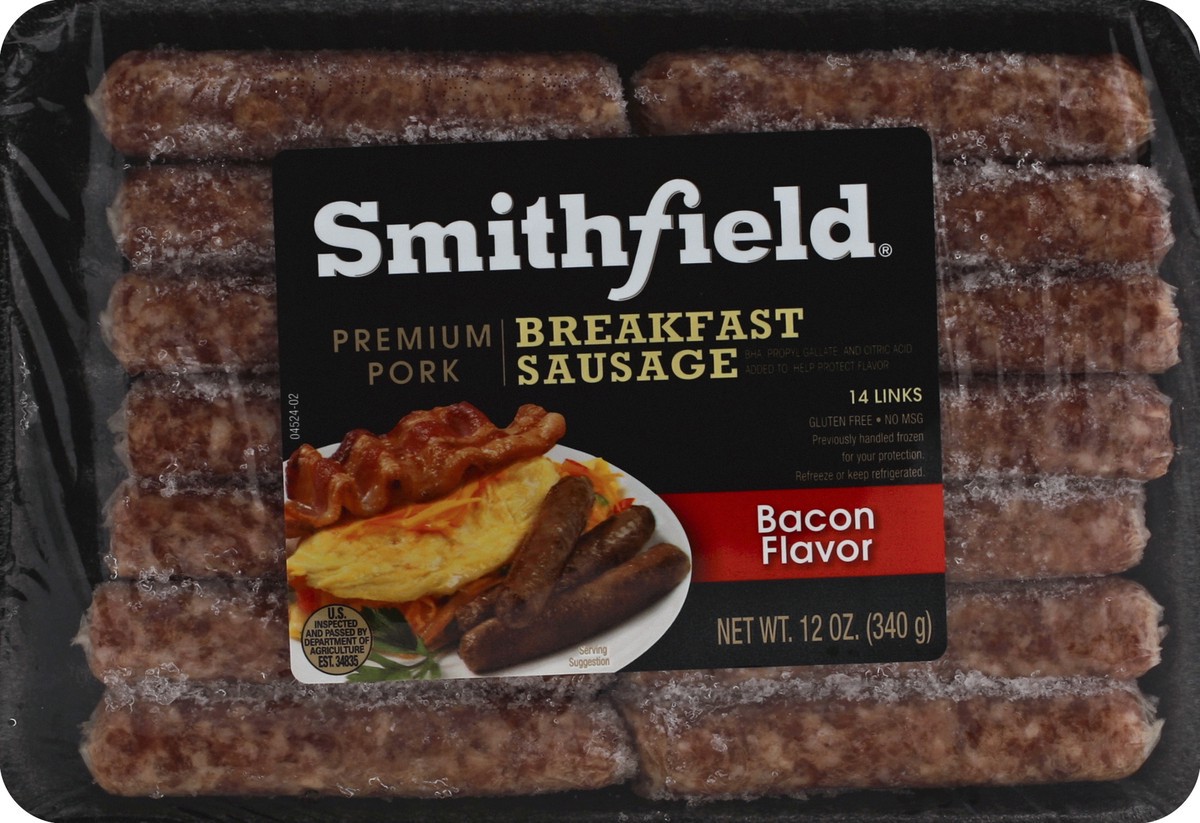 slide 2 of 6, Smithfield Premium Pork Breakfast Sausage Bacon, 12 oz