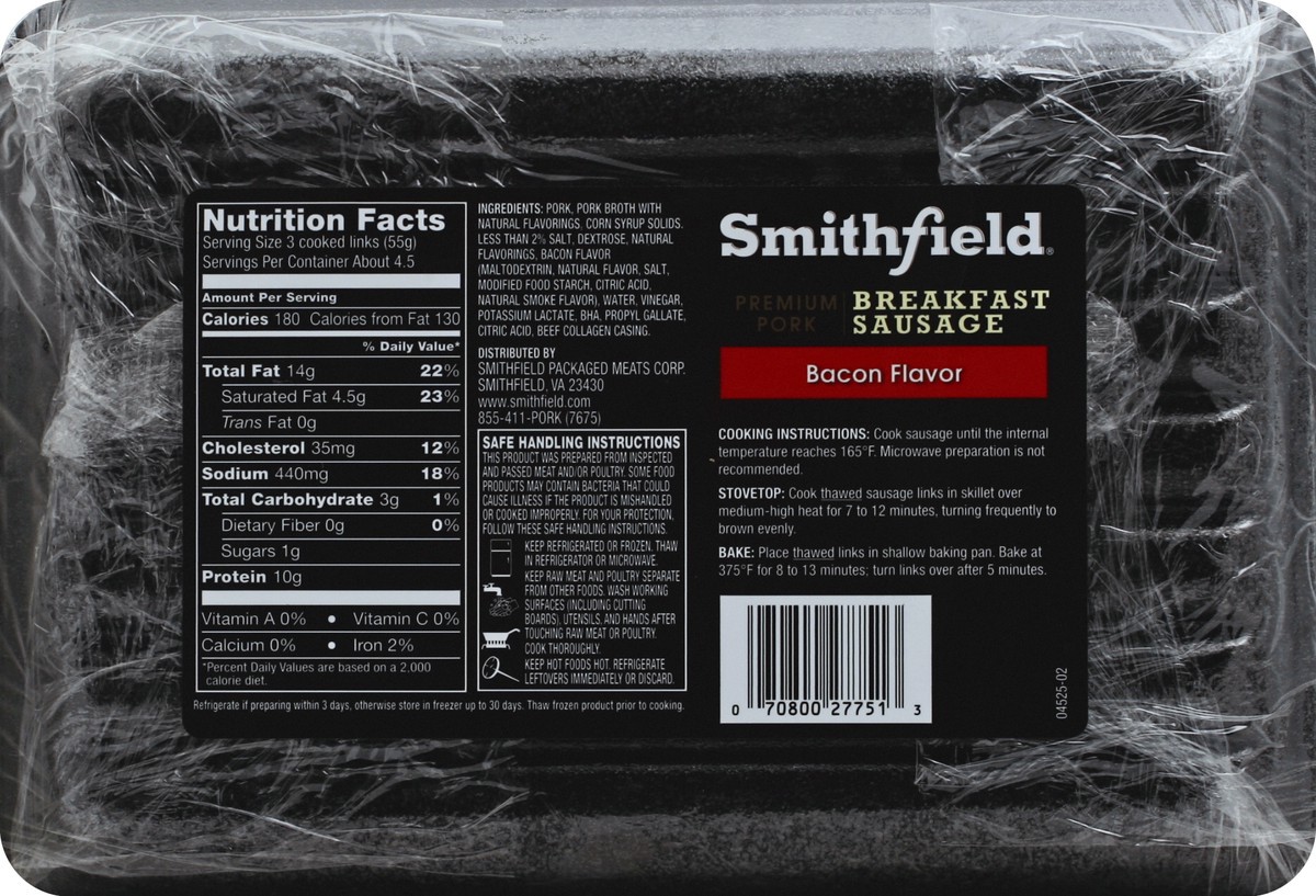 slide 5 of 6, Smithfield Premium Pork Breakfast Sausage Bacon, 12 oz