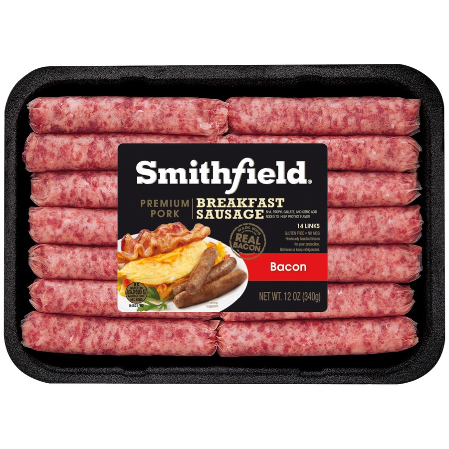 slide 1 of 6, Smithfield Premium Pork Breakfast Sausage Bacon, 12 oz