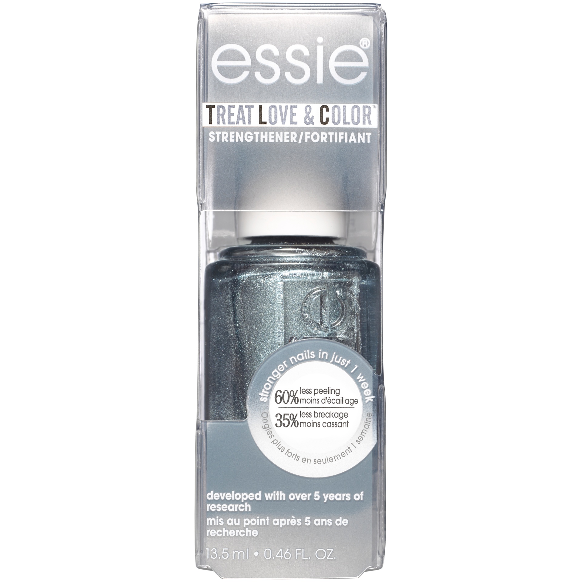 slide 2 of 3, essie  Treat Love & Color Metallics Nail Polish & Strengthener, Power Plunge, 0.46 fl oz