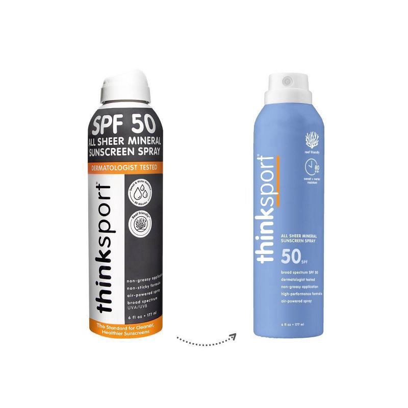 slide 2 of 4, Thinksport All Sheer Mineral Broad Spectrum SPF 50 Sunscreen Spray 6 fl oz, 1 ct