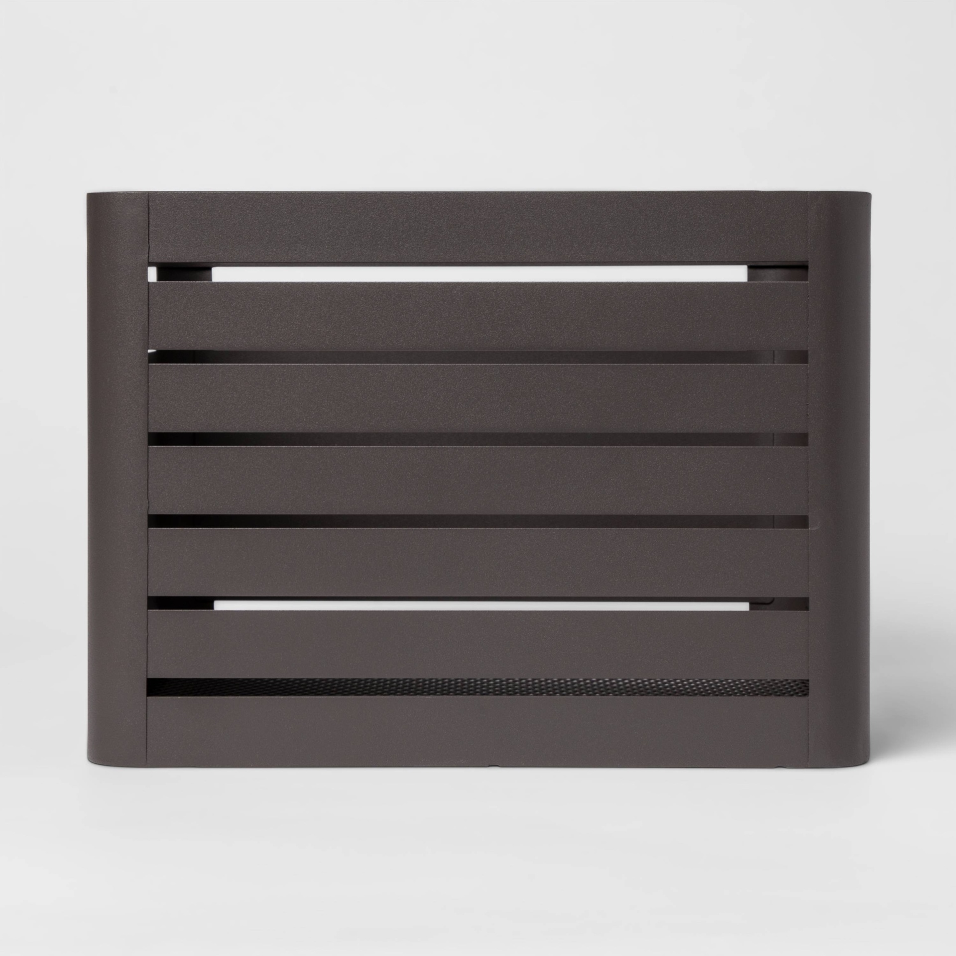 slide 1 of 3, Small Slatted Metal Bin with Mesh Bottom Charcoal 8"x10" - Project 62, 1 ct