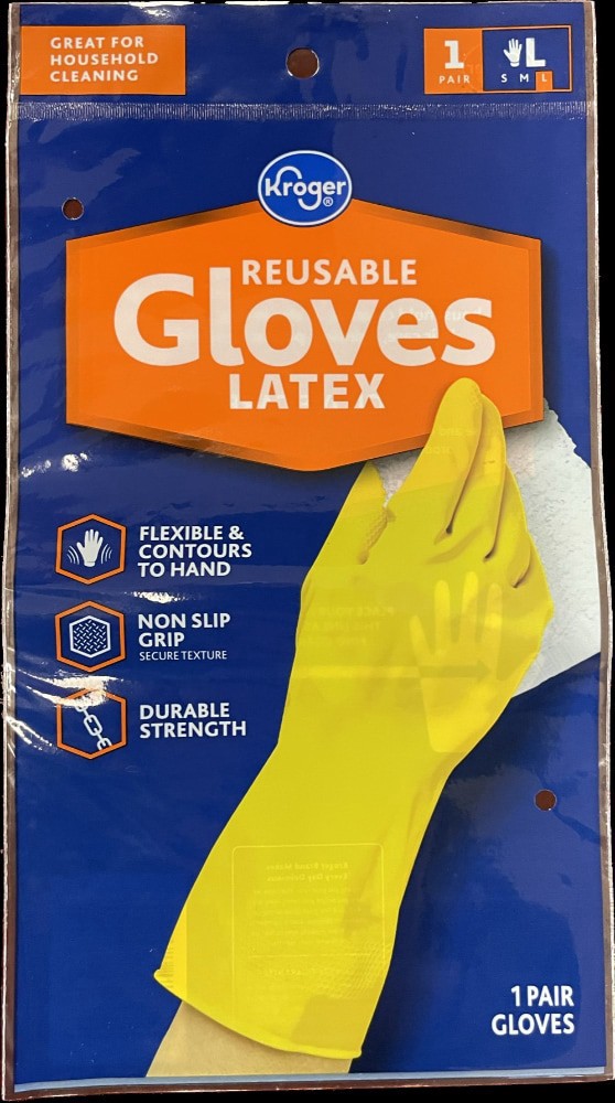 slide 2 of 2, Kroger Home Sense Latex Gloves Large, 1 pair