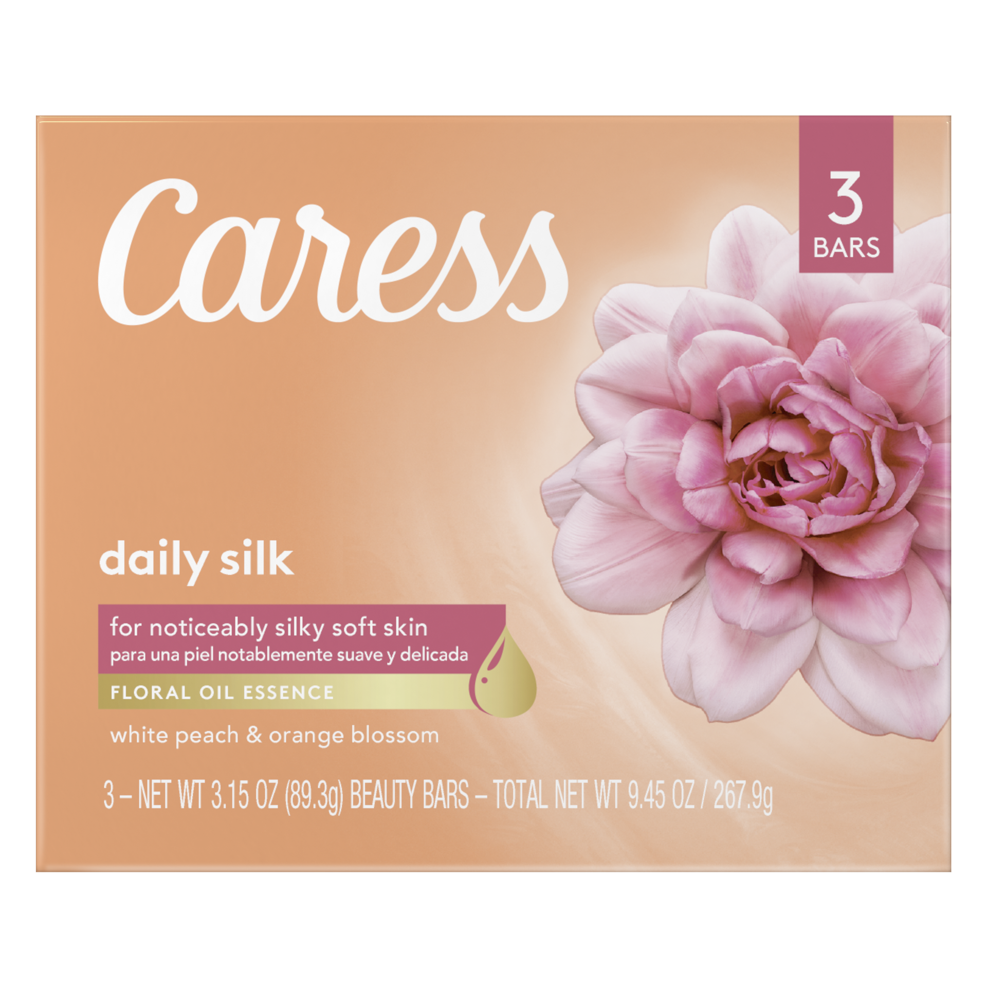 slide 3 of 4, Caress Beauty Bar Soap Daily Silk, 3.15 oz, 3 Bars, 3.15 oz