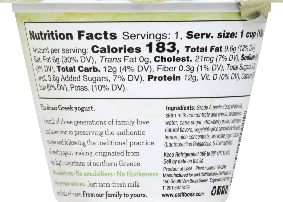 slide 11 of 13, esti Greek Whole Milk Strawberry Yogurt 5.3 oz, 5 oz