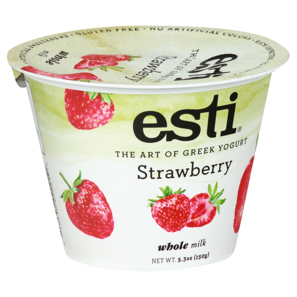 slide 10 of 13, esti Greek Whole Milk Strawberry Yogurt 5.3 oz, 5 oz