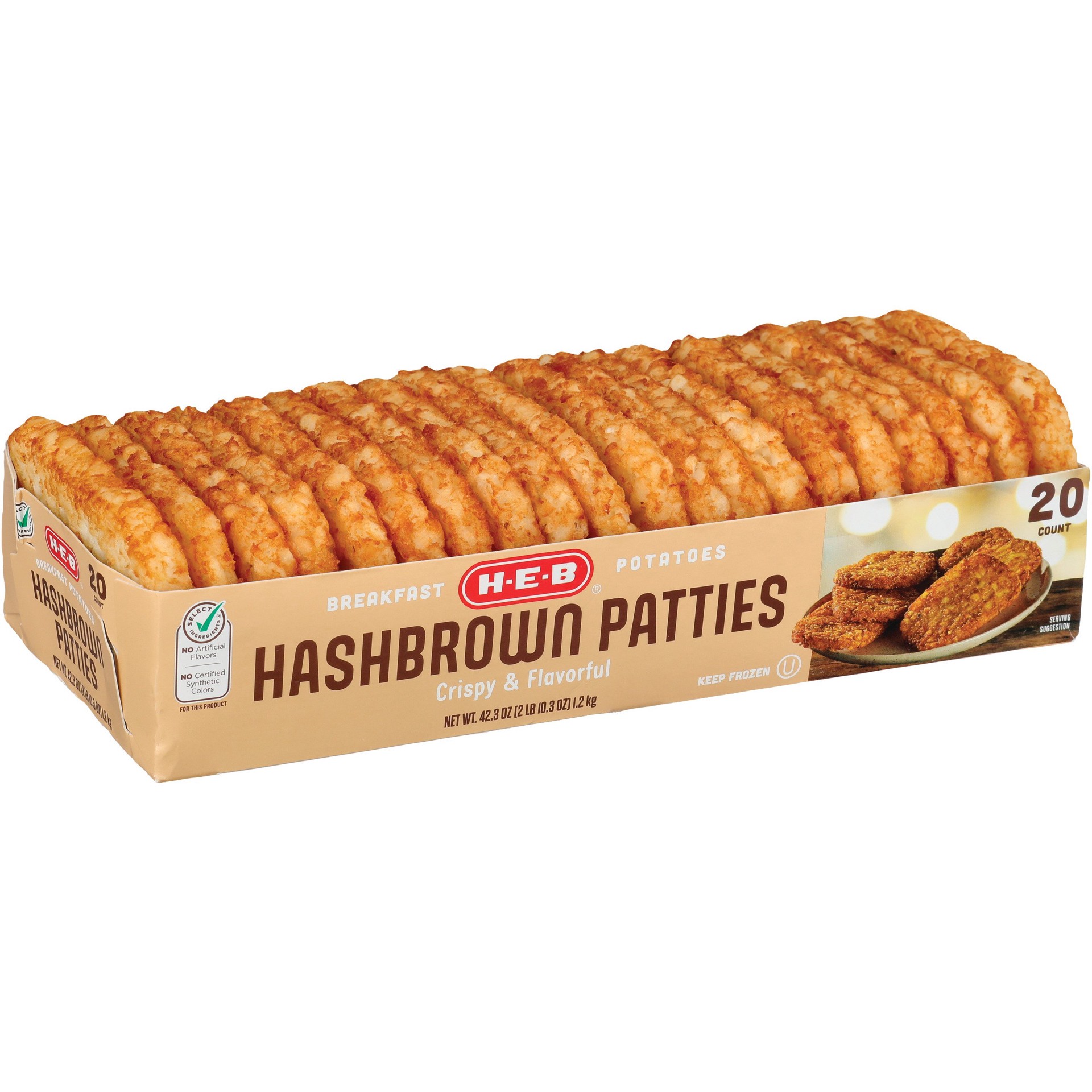 slide 1 of 1, H-E-B Breakfast Potatoes Hash Brown Patties, 42.3 oz