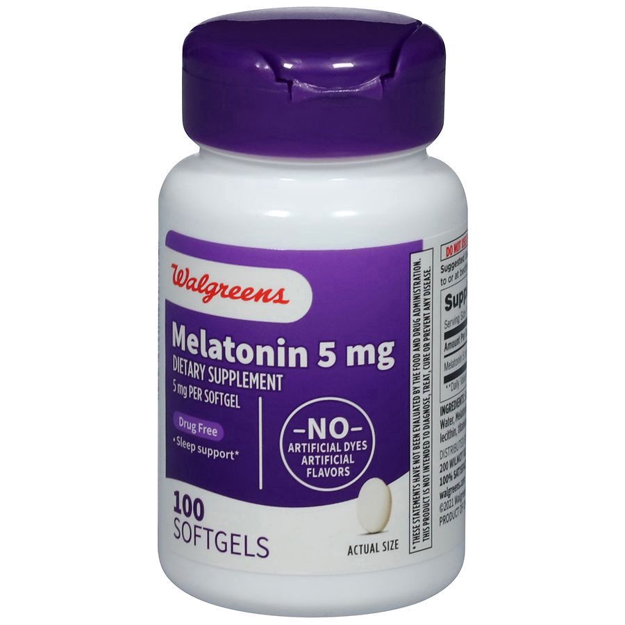 slide 3 of 5, Walgreens Melatonin Softgel 5mg, 100 ct