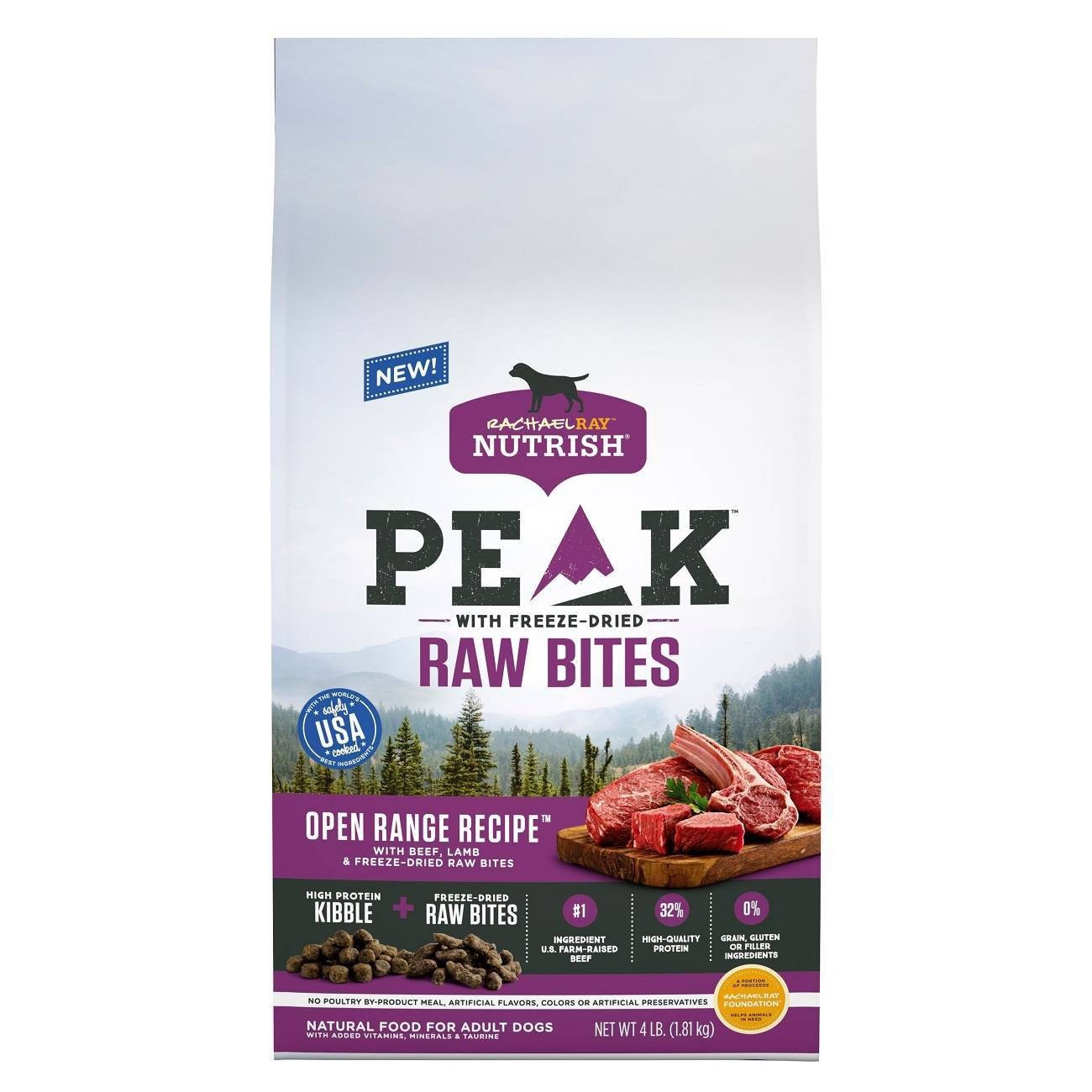 slide 1 of 1, Rachael Ray Nutrish Open Range Recipe with Freeze-Dried Raw Bites Food for Adult Dogs, 4 lb