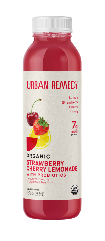 slide 1 of 1, Urban Remedy Organic Strawberry Cherry Lemonade With Probiotics, 12 fl oz