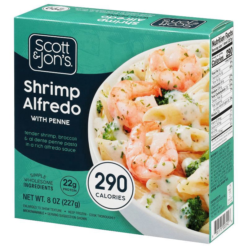 slide 4 of 8, Scott & Jon's Frozen Shrimp Alfredo Pasta Bowl - 8oz, 8 oz