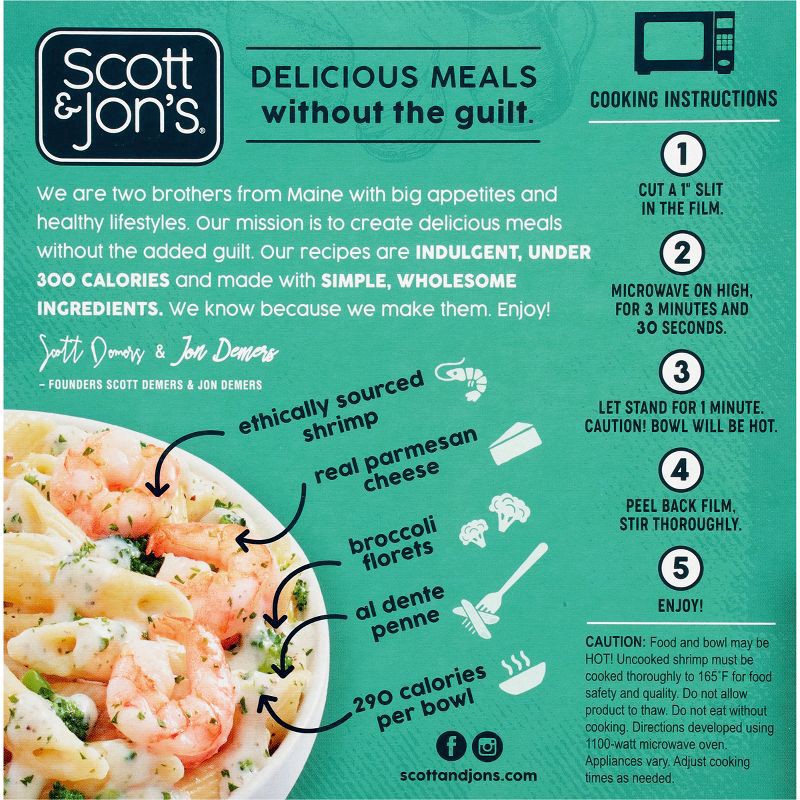 slide 7 of 8, Scott & Jon's Frozen Shrimp Alfredo Pasta Bowl - 8oz, 8 oz