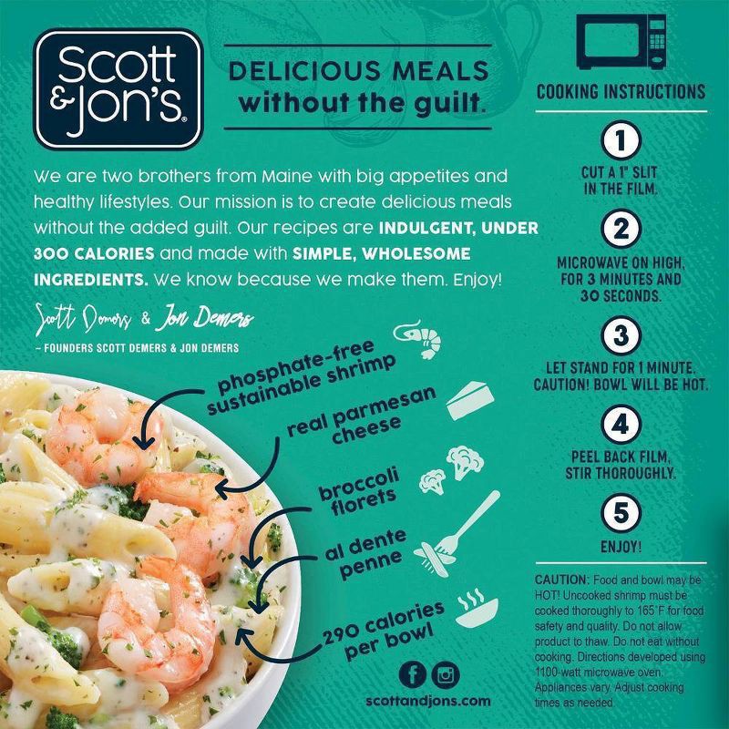 slide 8 of 8, Scott & Jon's Frozen Shrimp Alfredo Pasta Bowl - 8oz, 8 oz