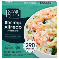 Scott & Jon's Shrimp Alfredo Pasta Bowl 9.6 oz Frozen Meal