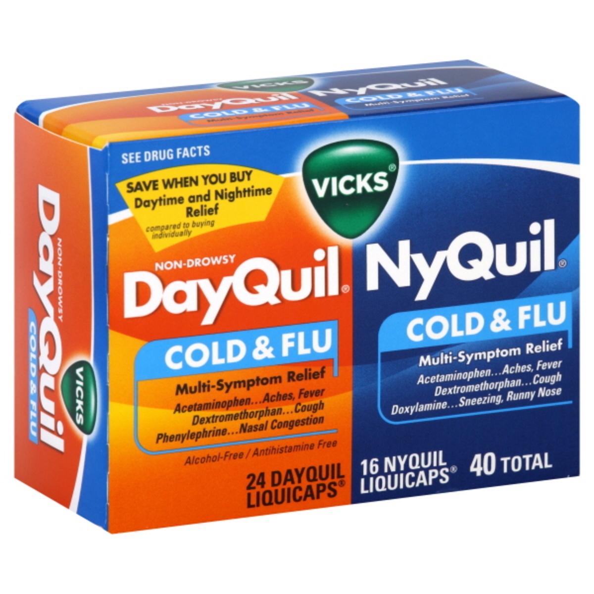 slide 1 of 1, Vicks Cold & Flu 40 ea, 40 ct