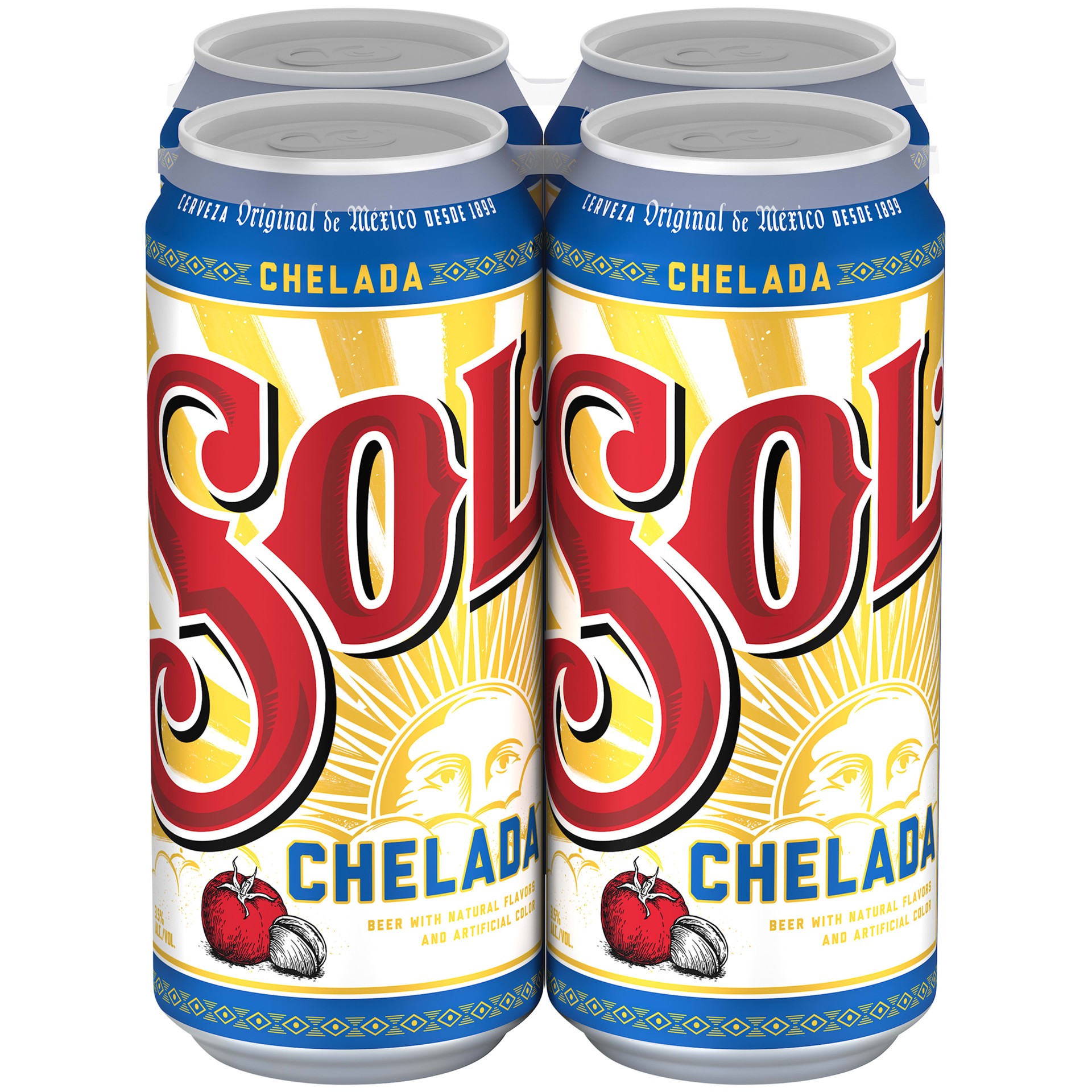 slide 3 of 5, Sol Chelada Flavored Mexican Beer, 4 Pack, 16 fl oz Cans, 3.5% ABV, 16 fl oz