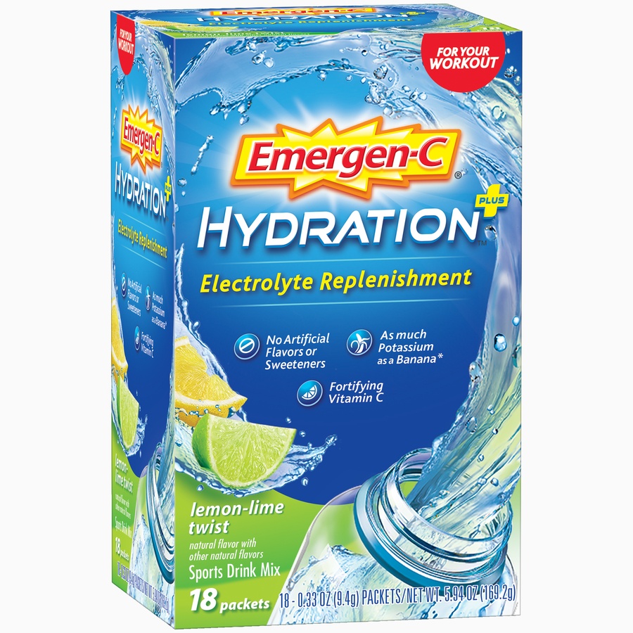 slide 2 of 8, Emergen-C Electrolyte Hydration Lemon-Lime Electrolyte Replenishment Drink Mix, 18 ct