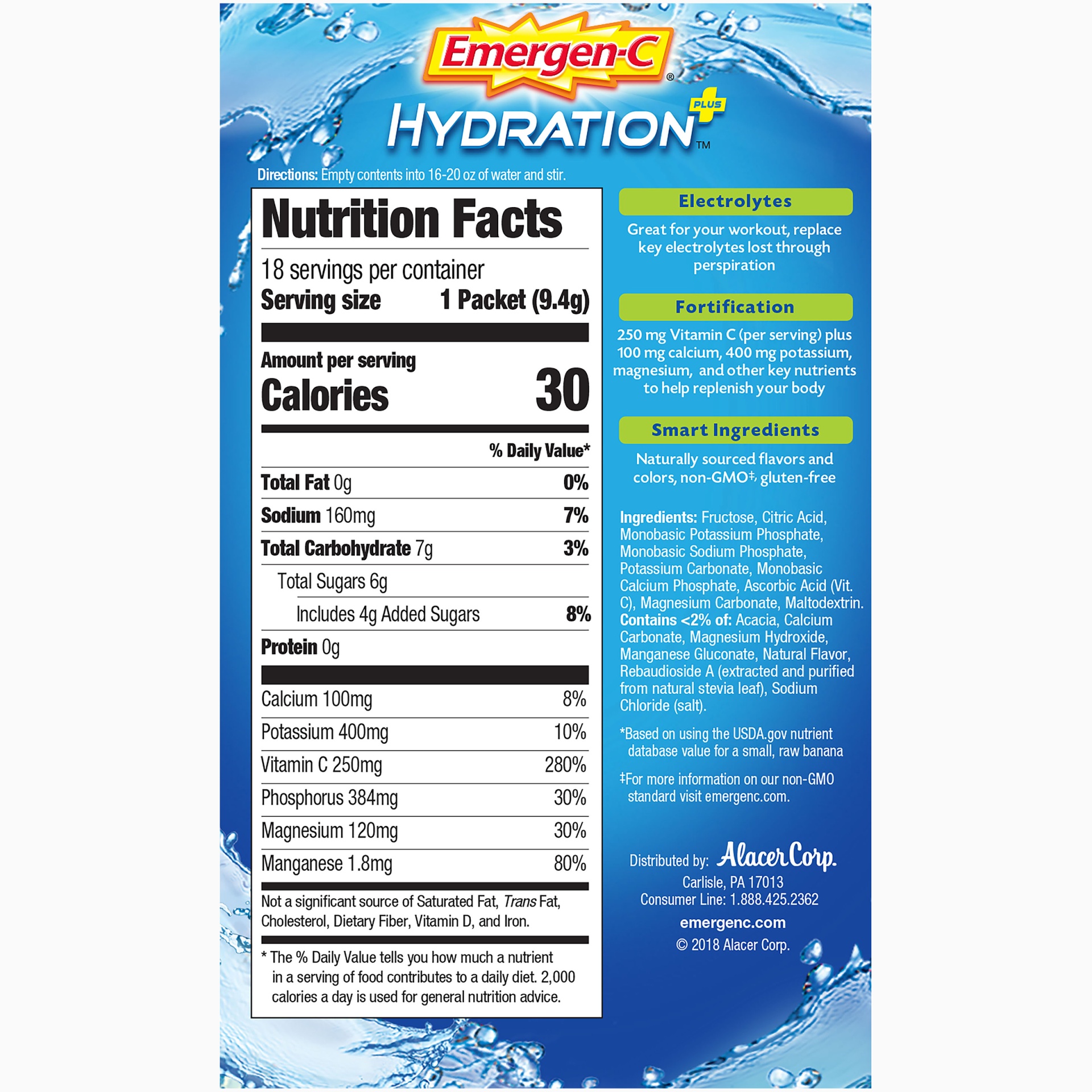 slide 5 of 8, Emergen-C Electrolyte Hydration Lemon-Lime Electrolyte Replenishment Drink Mix, 18 ct