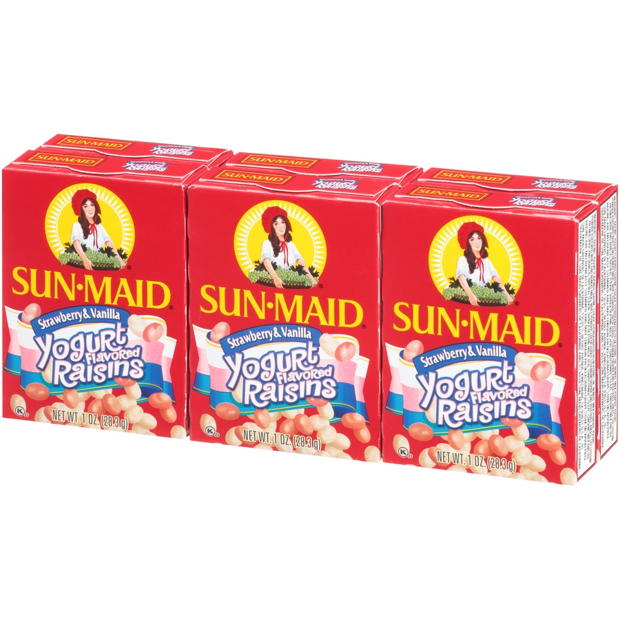 slide 3 of 8, Sun-Maid Yogurt Covered Strawberry & Vanilla Raisins 6 Boxes, 1 oz