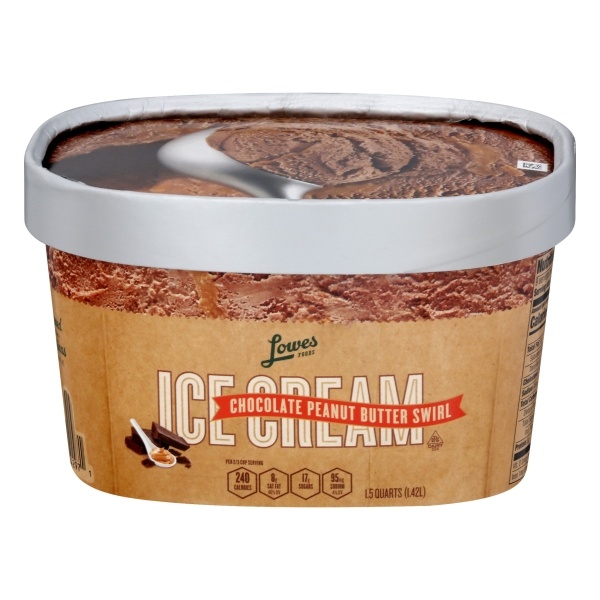 slide 1 of 1, Lowes Foods Ice Cream Premium Chocolate Peanut Butter Swirl, 48 oz