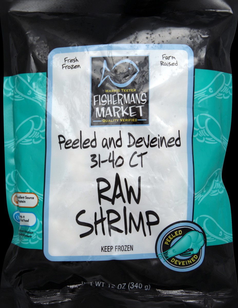 slide 1 of 6, Harris Teeter Fishermans Market P&D Raw Shrimp - 31-40, 12 oz