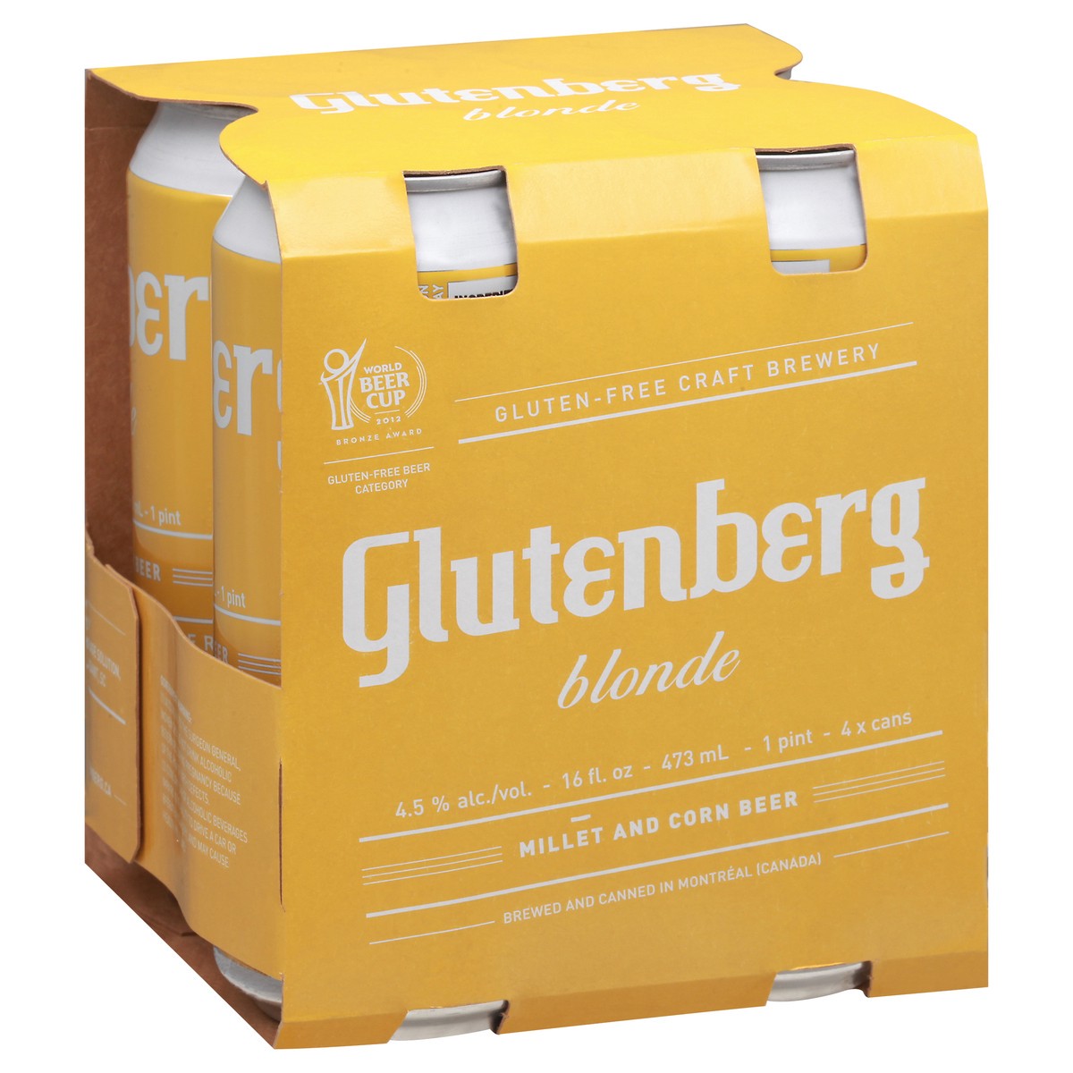 slide 7 of 9, Glutenberg Blonde Beer 4-16 fl oz Cans, 4 ct