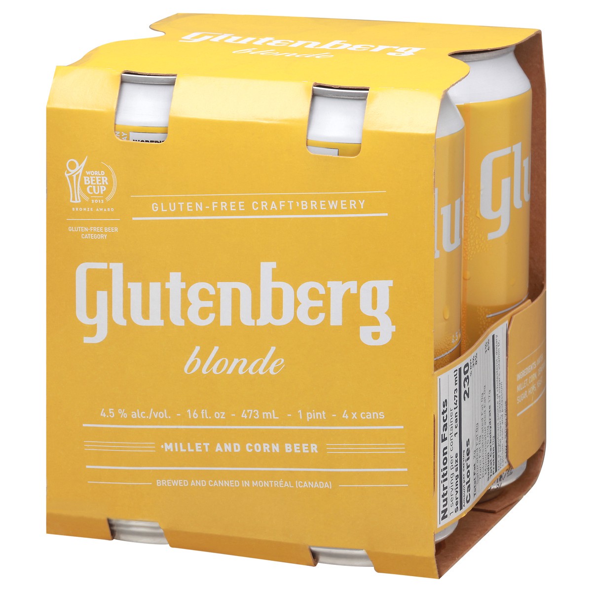 slide 3 of 9, Glutenberg Blonde Beer 4-16 fl oz Cans, 4 ct