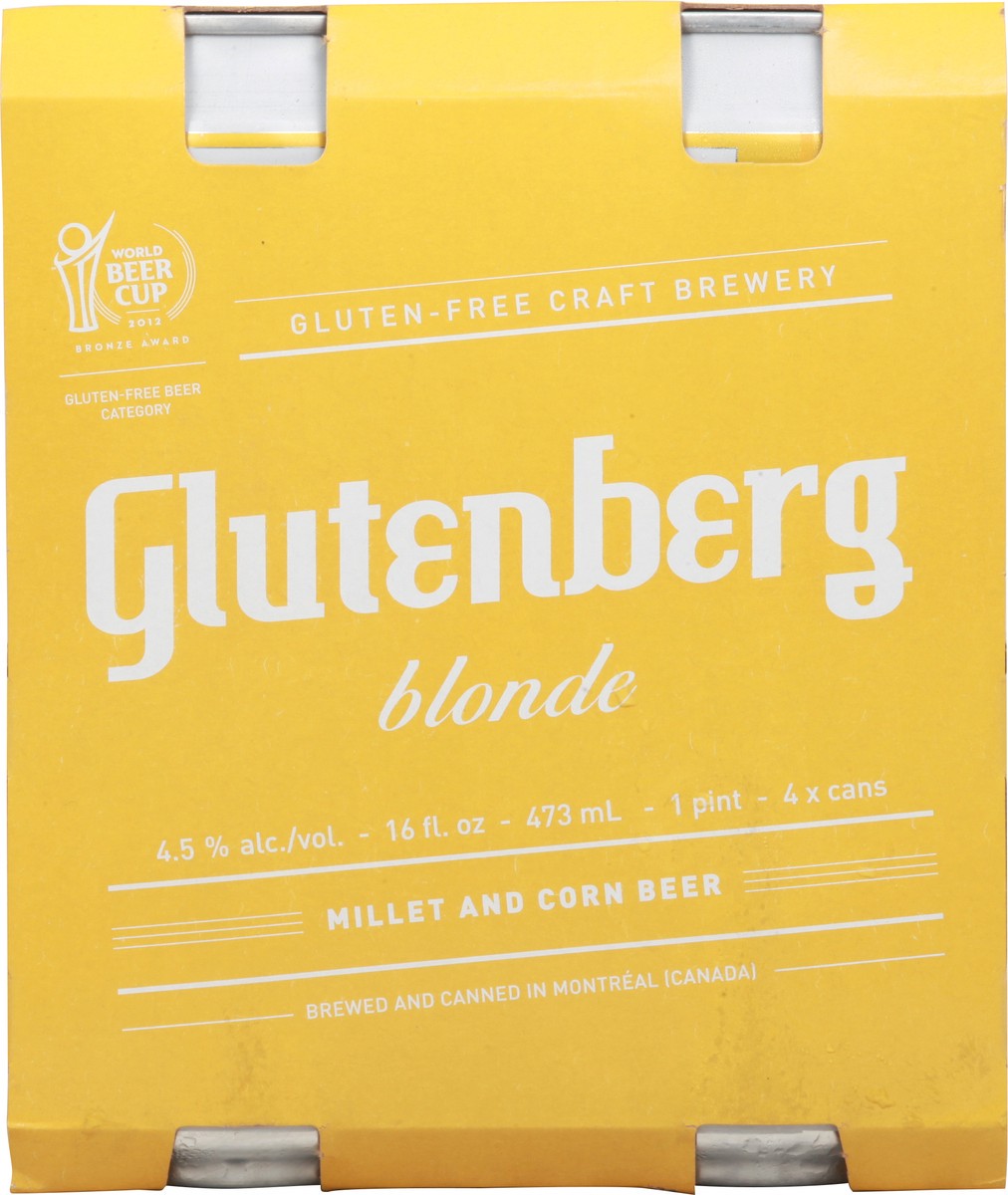 slide 1 of 9, Glutenberg Blonde Beer 4-16 fl oz Cans, 4 ct