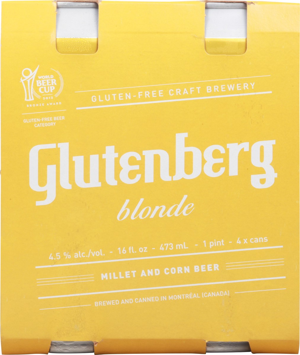 slide 5 of 9, Glutenberg Blonde Beer 4-16 fl oz Cans, 4 ct