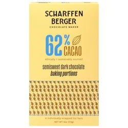 Scharffen Berger 62% Cacao Semisweet Dark Chocolate - 4 ct