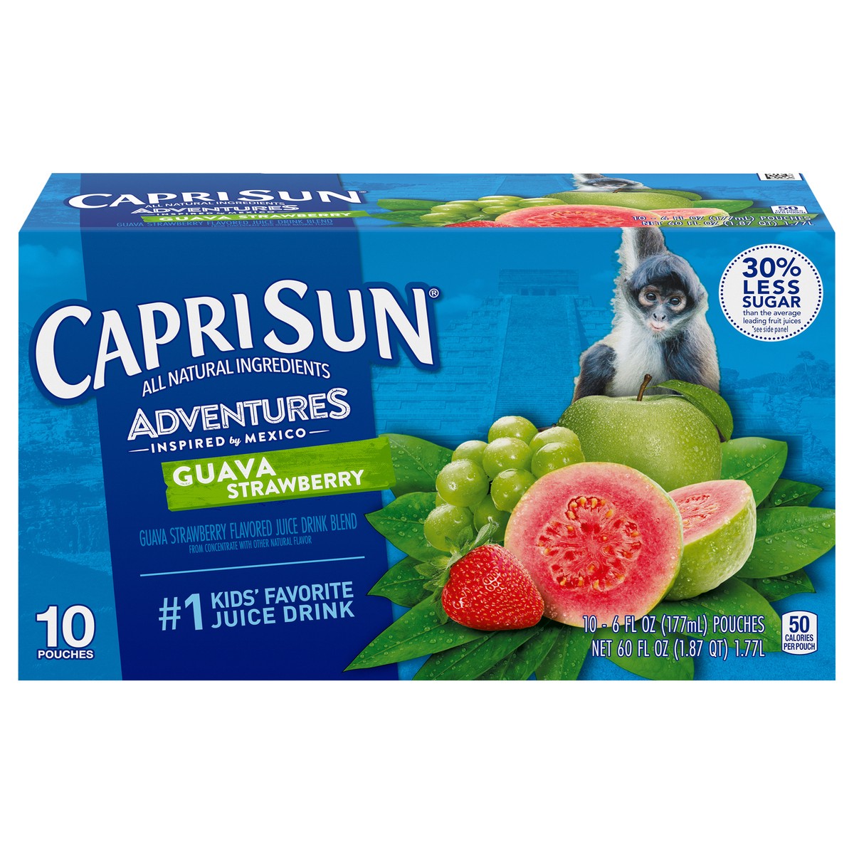 slide 6 of 14, Capri Sun Adventures Guava Strawberry Naturally Flavored Juice Drink Blend, 10 ct Box, 6 fl oz Pouches, 10 ct