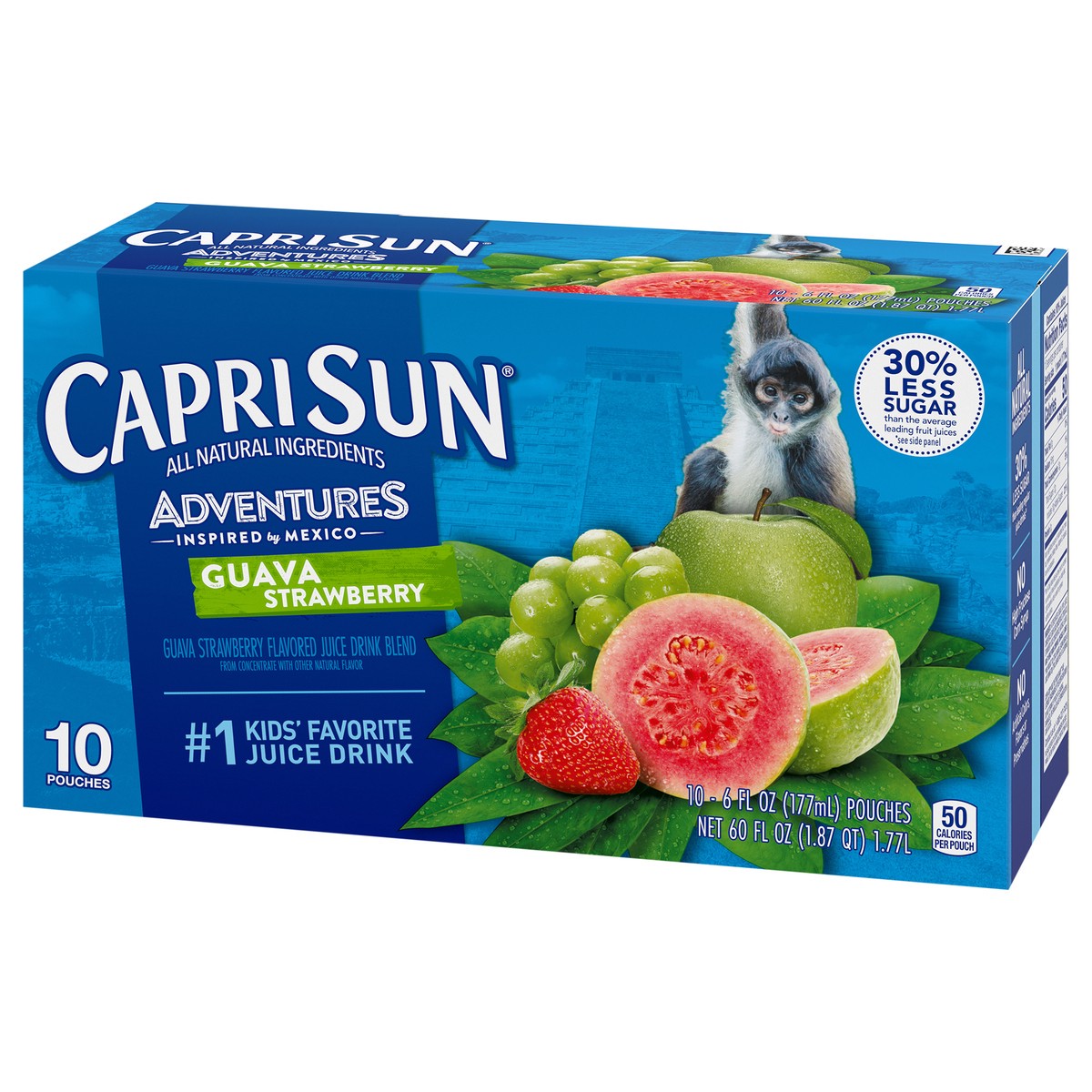 slide 13 of 14, Capri Sun Adventures Guava Strawberry Naturally Flavored Juice Drink Blend, 10 ct Box, 6 fl oz Pouches, 10 ct