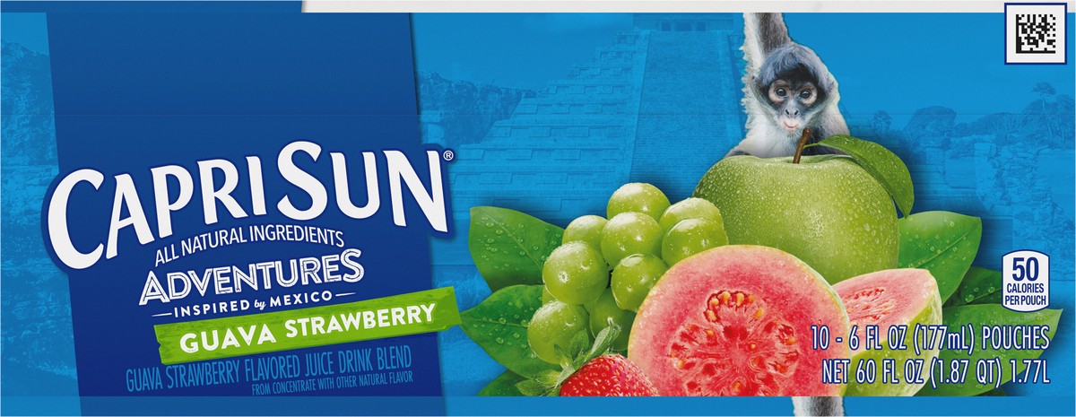 slide 11 of 14, Capri Sun Adventures Guava Strawberry Naturally Flavored Juice Drink Blend, 10 ct Box, 6 fl oz Pouches, 10 ct