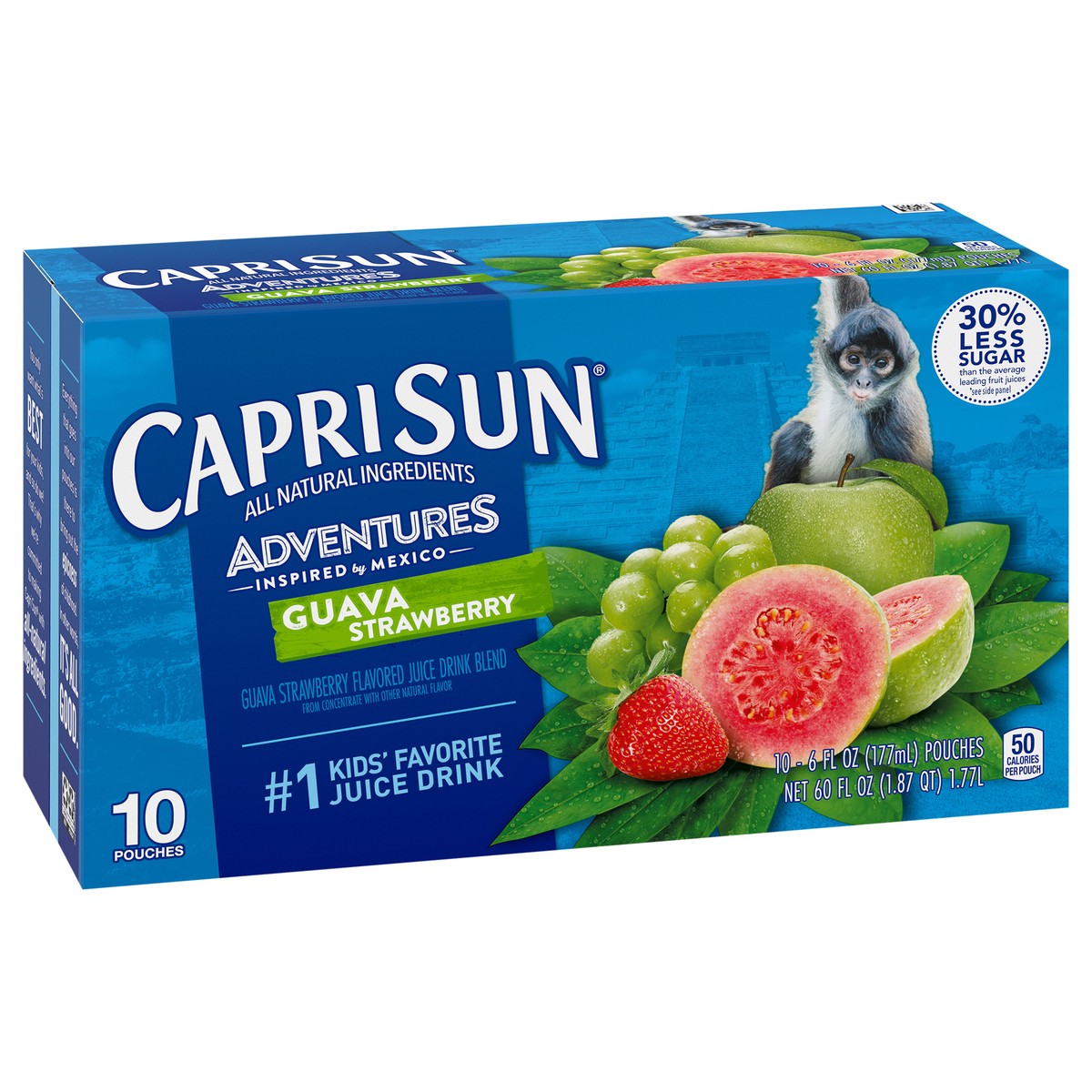 slide 3 of 14, Capri Sun Adventures Guava Strawberry Naturally Flavored Juice Drink Blend, 10 ct Box, 6 fl oz Pouches, 10 ct