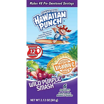 slide 1 of 1, Hawaiian Punch Wild Purple Smash Drink Mix Packets, 2.12 oz